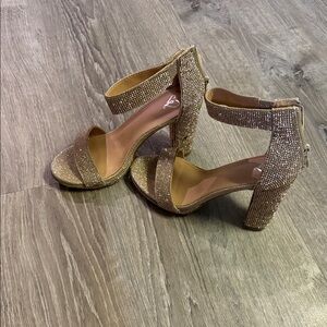 Elegant Gold Ankle Strap Heels